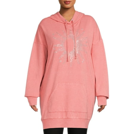 No Boundaries Junior's Plus Size Mineral Wash Hoodie