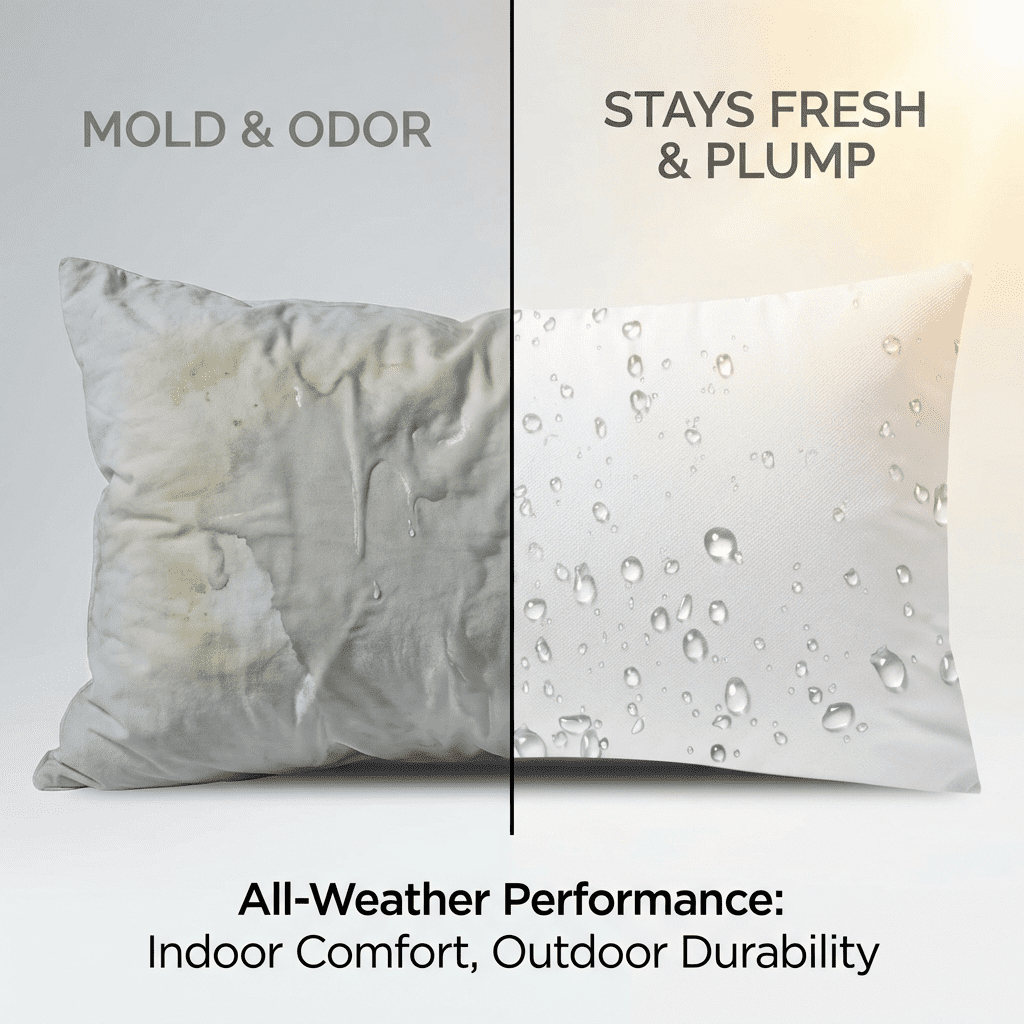Phantoscope Waterproof 16x16 Outdoor Pillow Inserts 2 Pack, Square Patio Poolside Cushion Pair