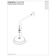 Kingston Brass K324K31 Trimscape 8 Round Raindrop Brass Shower Head with 12 Shower Arm, Polished Chrome