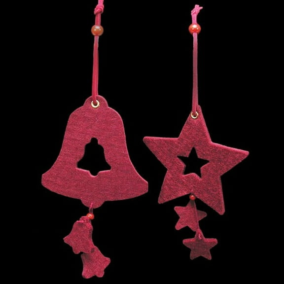 Club Pack of 18 Burgundy Red Bell and Star "Felt Ornaments