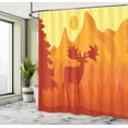 thumbnail image 4 of Ambesonne Elk Shower Curtain, Wapiti Mountain Deer and Trees, 69"Wx70"L, Vermilion Orange and Mustard, 4 of 4