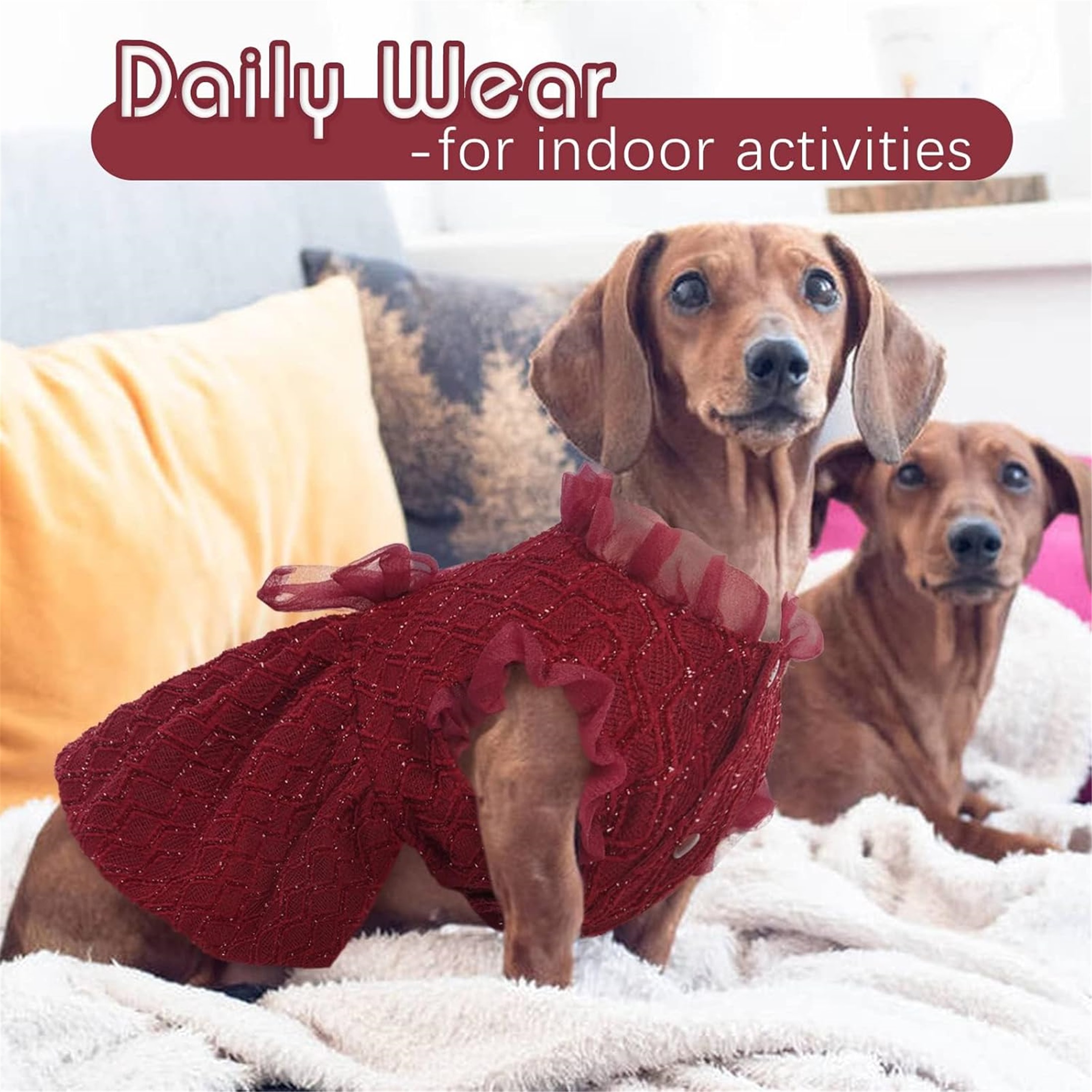 UOSIA Dog Dress, Cute Dog Dresses for Small Dogs Girl Elegant Puppy Tutu with Bow-Knot