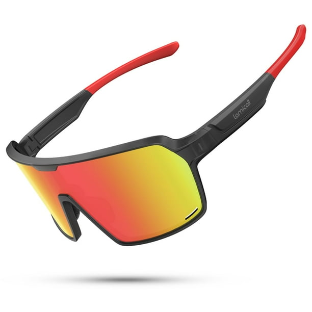 Gafas de sol Lamicall Polarized Sports UV400 para hombre y mujer, color rojo