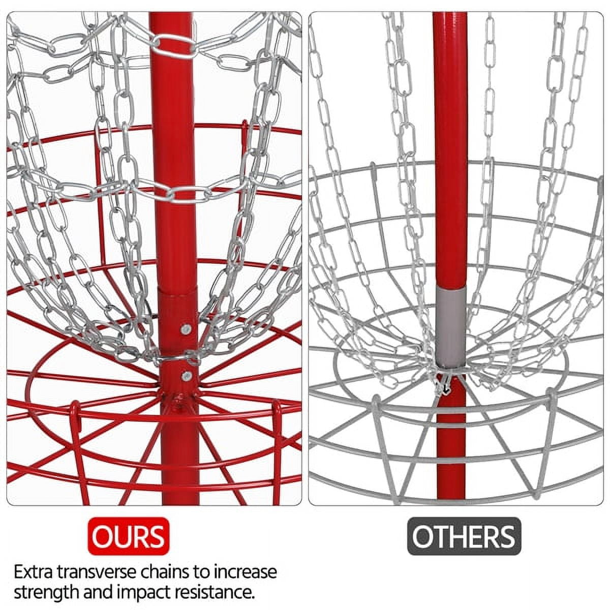 Alden Design 12-Chain steel Disc Golf Goal for Target Practice, Red