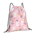 thumbnail image 3 of Leisure Draw String Mouth Backpack 16 X 14 Woven Band Durable Not Easy To Fall Off In Travel Portable Draw String Design Cartoon Cat And Flowers, 3 of 8