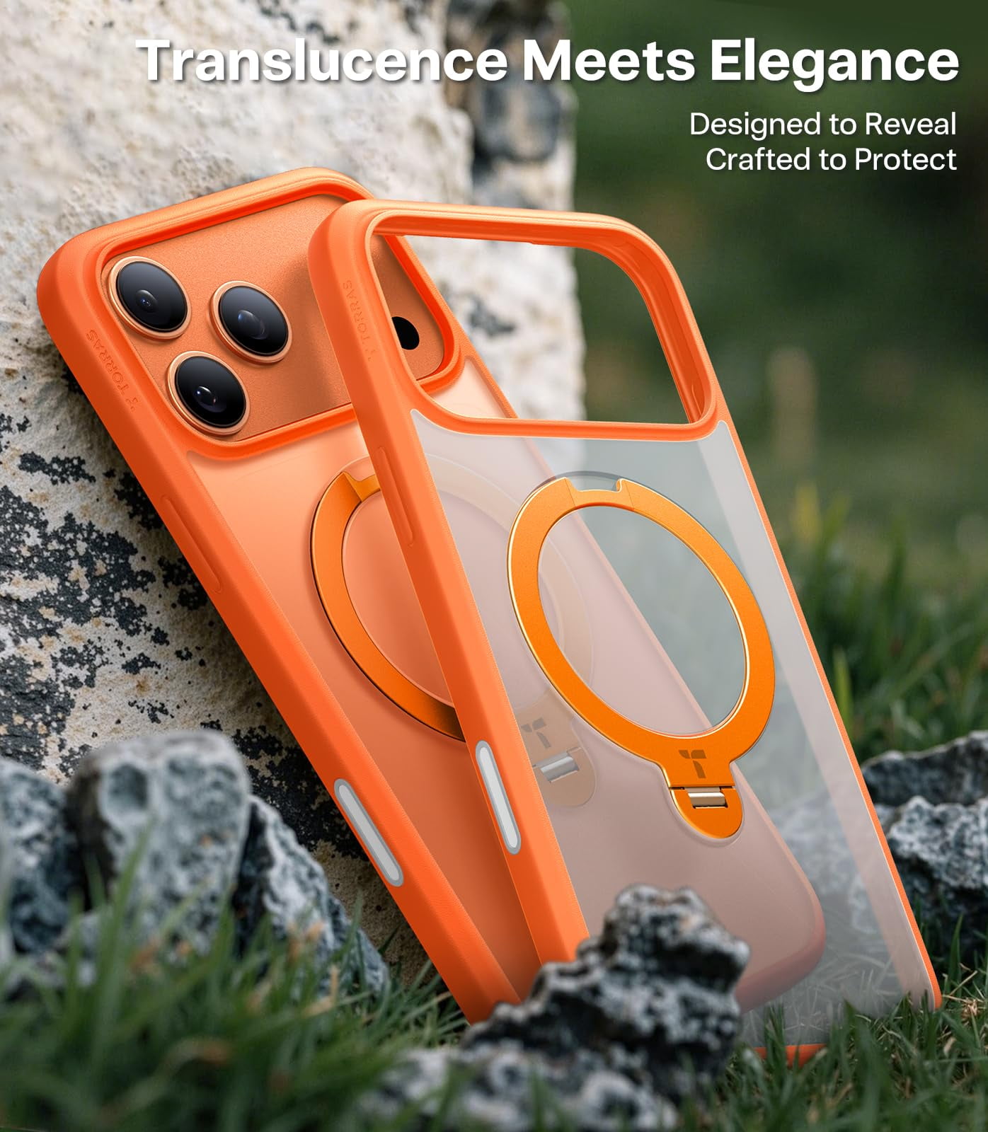 TORRAS Q3 Spin for iPhone 17 Pro Max Case with Camera Control Button, Wireless Charging Compatible, Shookproof Magnetic 360 Kickstand  for 17 Pro Max Phone Case with Stand, Cosmic Orange