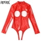 thumbnail image 2 of Lencería Sexy de látex para mujer, mono sin entrepierna con copa abierta, traje de gato de charol con cremallera en la espalda y abertura en el pecho, 2 of 5