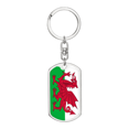 thumbnail image 1 of Wales Flag Swivel Keychain Dog Tag Stainless Steel or 18k Gold, 1 of 8