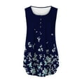 thumbnail image 3 of asdoklhq Womens Plus Size Tops,Women Summer Tops Casual Button Pleated Crewneck Printed Sleeveless Tunic T-Shirt Loose Blouse Tee, 3 of 3