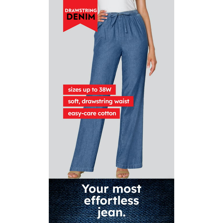Woman Within Women's Plus Size Drawstring Denim Capri Pants