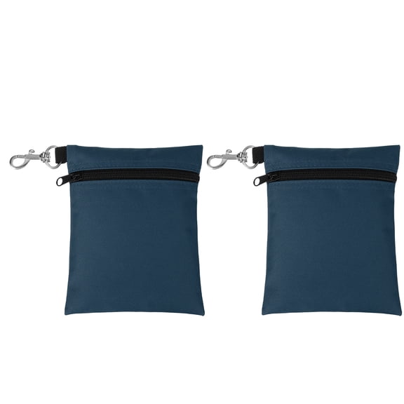 Uxcell Golf Tee Pouch, Zipper Golf Ball Bag 6.7 x 5 in with Metal Lobster Claw Clip Storage Bag Waterproof - Fit for (Tees Balls/Valuables Holder/Men Women Golf Gift) 2Pcs & Navy Blue