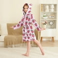 thumbnail image 2 of FORMRS Niños Bathrobe Unisex Hooded Robe Soft Plush Pajamas Sleepwear, Size 4-6T, Cartoon Strawberry, 2 of 7