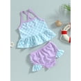 thumbnail image 3 of Coduop Toddler Baby Girls Two-Piece Swimsuits Suit Summer Ruffle Bikini Set Swimwear Bathing Suits, 3 of 7