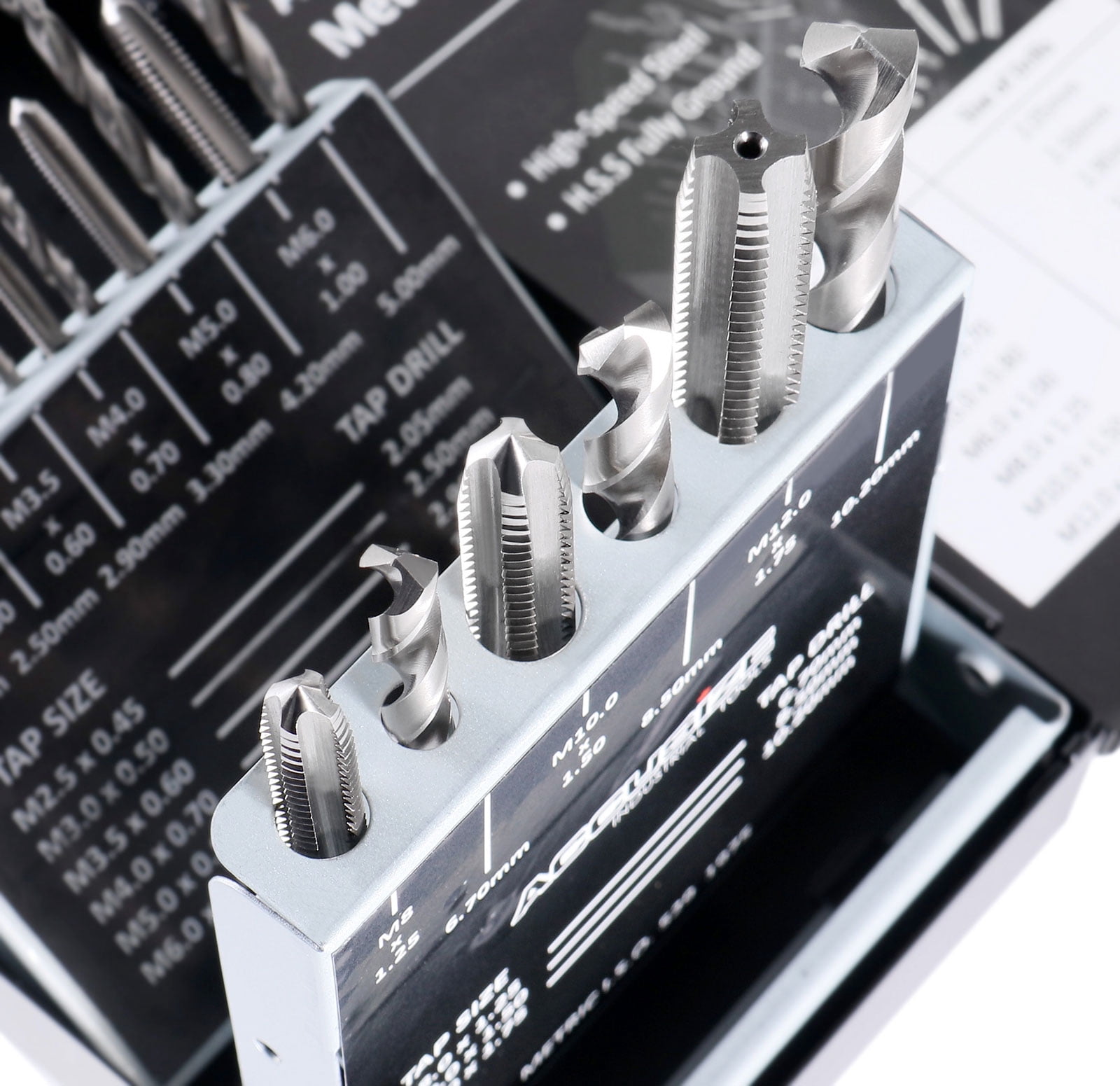 Accusize 18 Pc HSS Tap and Drill Set, Metric, 0001-0052
