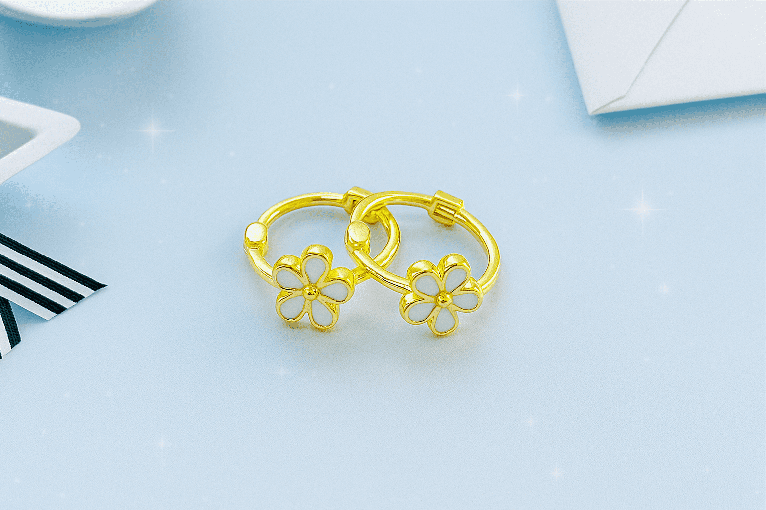 RYSKYJEWELRY Flower Huggie 925 Sterling Silver Earrings, All Ages