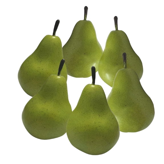 LAMIRO 6pcs Fake Pear Artificial Fruits Vivid Green Pear for Home Fruit Shop Supermarket Desk Office Restaurant Decorations