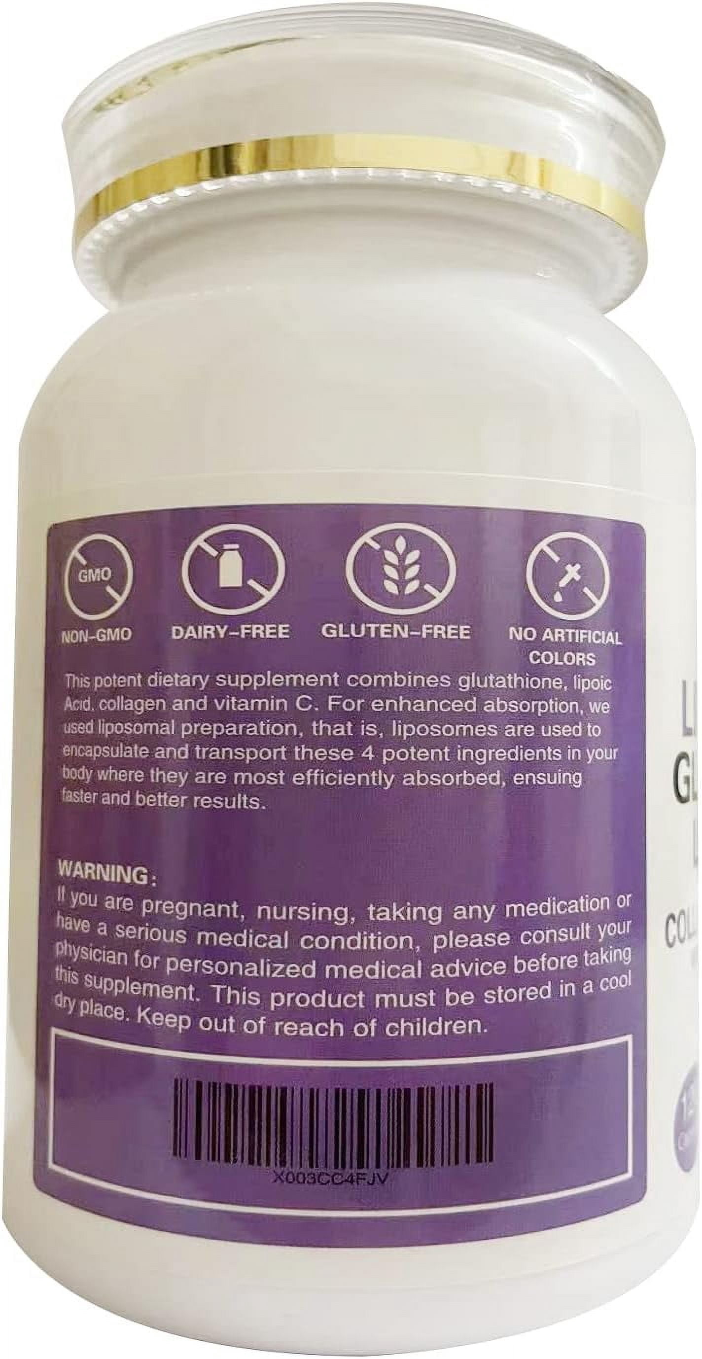 4-in-1 Anti-Aging & Immune Booster 120 Capsules – Liposomal Glutathione, Lipoic Acid, Collagen & Vitamin C