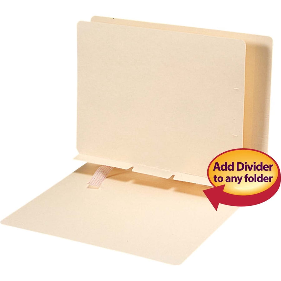 Smead 68021 Self-Adhesive Prepunched Folder Dividers with 1 Fastener - Letter, Manila (100/Box)