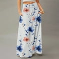 thumbnail image 2 of WTOBBY Women's Flowy Bohemian Floral Maxi Skirt Casual Summer Beach Long Skirt Elastic Waist Lightweight Tiered Pleated Skirt with Side Slit and Drawstring Closure,White L, 2 of 5