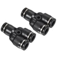thumbnail image 1 of Unique Bargains Y Forme 1/4' Push pour Raccord de Ligne Pneumatique, Noir 2 Pack, 1 of 5