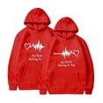 thumbnail image 5 of Jacenvly Valentine'S Day Present Men Long Sleeve Shirts Heart Pattern Hooded Cozy Leisure Valentine'S Day Printed Hooded Plush Hoodie Top Hooded Hoodie Red, 5 of 5