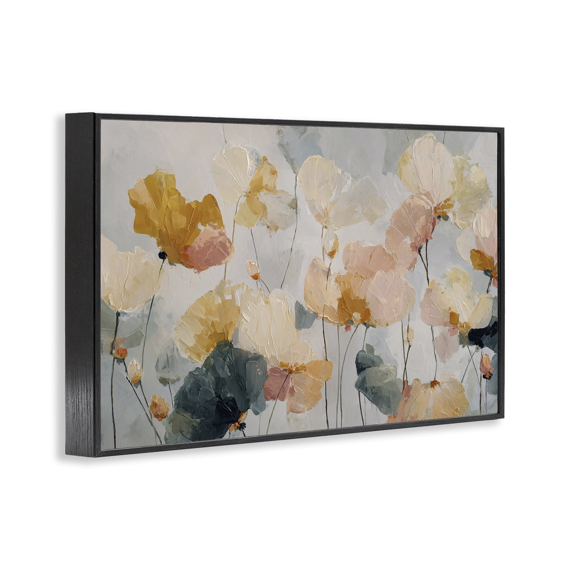 Stupell Industries Abstract Brushed Petals Black Framed Giclee Art, design by Jacky Ngan