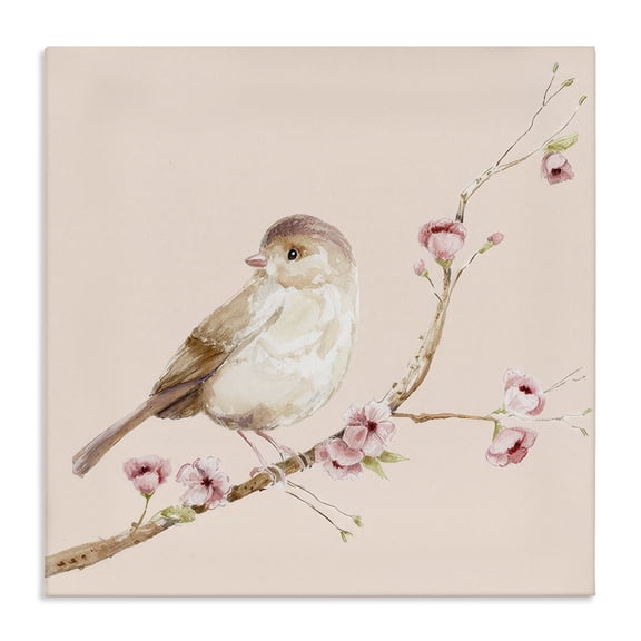Sweet Brown Bird Perched Canvas Wall Art, design by Lisa Wehmeyer