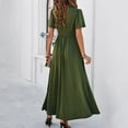 thumbnail image 5 of Dresses for Women's Fashion Fallow V-Neck Short Sleeve Solid Color Dresses Womens Summer Dress Army Green XL, 5 of 5