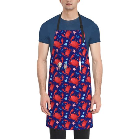 

Lukts Adjustable Apron with 2 Pockets Chef Cooking Kitchen Restaurant Aprons for Women Men-Cute Crabs