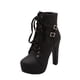 thumbnail image 2 of Zapatos de mujer Cálidos con cordones Tacón súper alto Tacón grueso Punta redonda Hebilla de cinturón Botas de tubo medio Wmkox8yii hfjk1055, 2 of 4