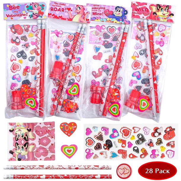 Cooties Game For Kids 28 Pack Assorted Valentines Day Stationery Kids Gift Set Valentine Classroom Exchange Party Favor Toy Azk Walmart Com Walmart Com