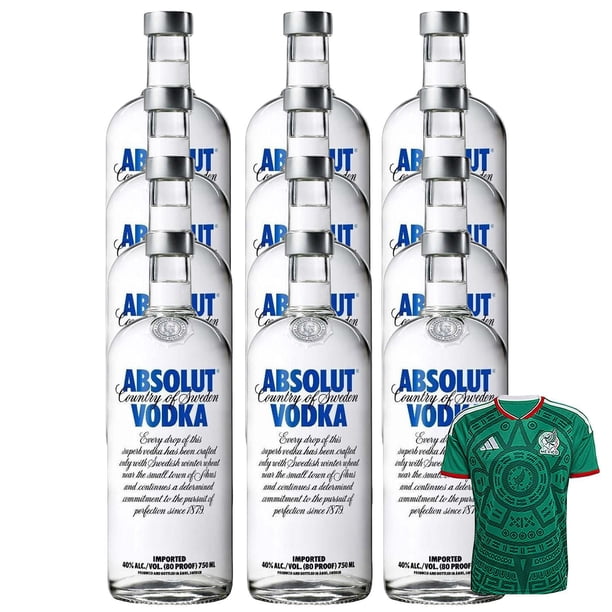 12 Vodka Absolut Blue 750 ml + Jersey Verde