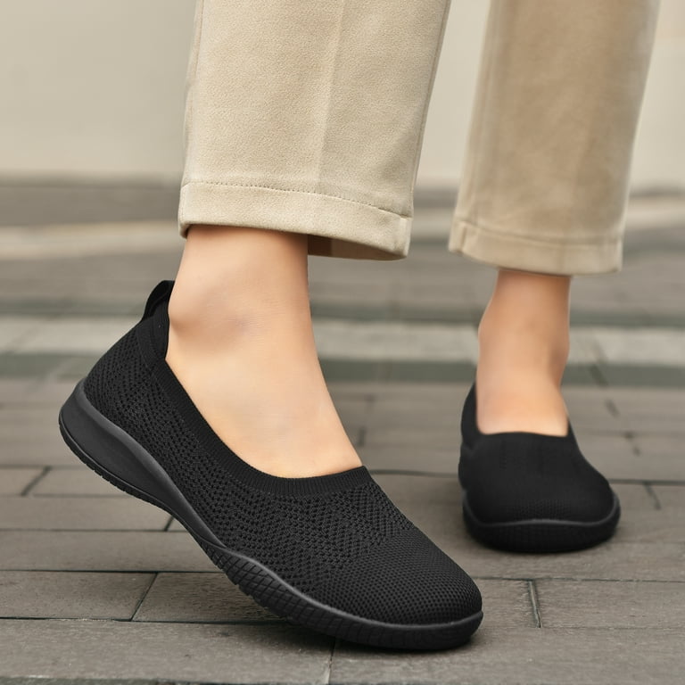 LEDINEY Women s Flats Slip On Shoes Comfortable Walking Shoes Flats for Women Dressy Ballet Shoes Black