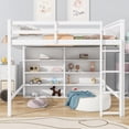 thumbnail image 3 of Harper & Bright Designs Wood Full Size Loft Bed with 8 Open Storage Shelves, Full Loft Bed Frame with Built-in Bookcase for Dorm Kids Teens, White, 3 of 14