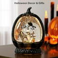 thumbnail image 5 of Halloween Snow Globe with Skeleton Owl Pumpkin, Musical Halloween Decorations Indoor for Home Lighted Skeleton Snow Globe with Timer Swirling Glitter, USB or Battery Operated, 5 of 14