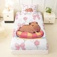 thumbnail image 3 of Erosebridal Cartoon Capybara Twin Sheet Sets For Cute Animals Lover,Pink Bows Cartoon Bowtie Bedding For Kids 3pcs, 3 of 6