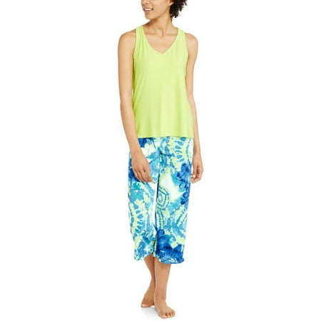 Women's and Women's Plus Pajama Racerback Tank and Capri pant 2 Piece Sleepwear Set