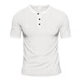 thumbnail image 4 of CQONEPT Men's Henley Shirts Short Sleeve Shirts for Men Casual Mens Summer Loose Beach Breathable Shirt White S, 4 of 6