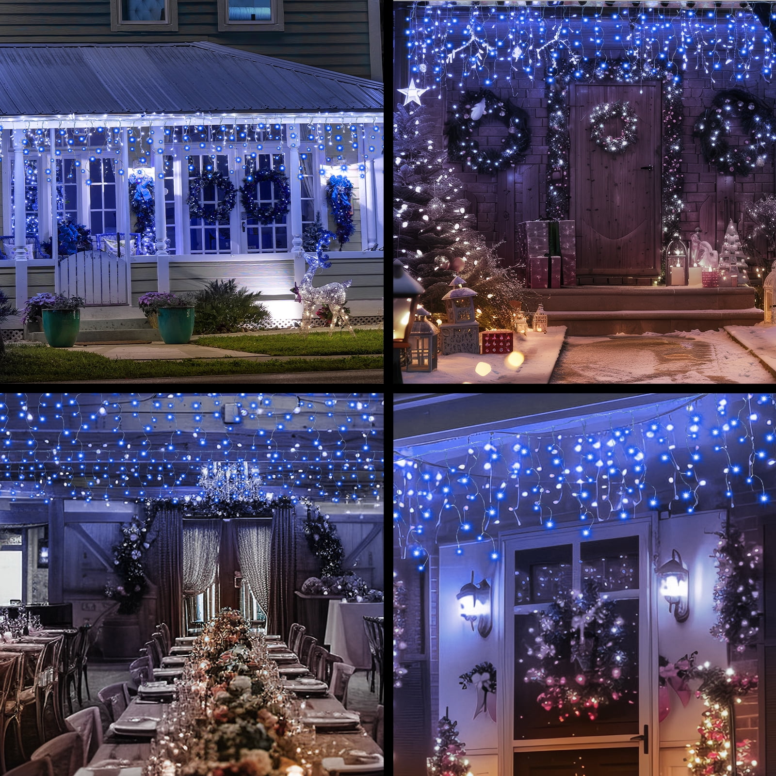 678LED Christmas Lights Outdoor, 66FT 8 Modes Icicle Lights for Outside 145 Drops Waterproof Icicle String Lights Plug in Connectable Hanging Lights for Outdoor Roof Indoor House Decor,Blue