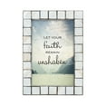 thumbnail image 1 of Your Faith Be Unshaken Mother of Pearl Grey Brush 5 x 7 Table Top and Wall Photo Frame, 1 of 1