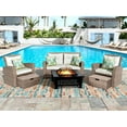 thumbnail image 5 of 6-Piece Outdoor Patio Furniture Set,Multi-Functional 32-inch Outdoor Fire Pit,All-Weather PE Rattan Seating Setand, 4 Cushions,Suitable for Patios, Gardens, and Backyards ,Gray., 5 of 11