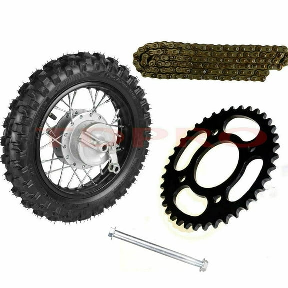2.50-10'' Rear Tire Wheel Rim Sprocket Drum Brake and Chain and 12mm Axle for XR CRF CRF50 XR50 Yamaha TTR50 PW50 Pit Bike Mini Dirt Bike SSR Coolster 50cc 70cc 110cc