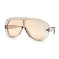 thumbnail image 4 of Bold Oversized Shield Thick Plastic Retro Racer Fashion Sunglasses All Beige, 4 of 8