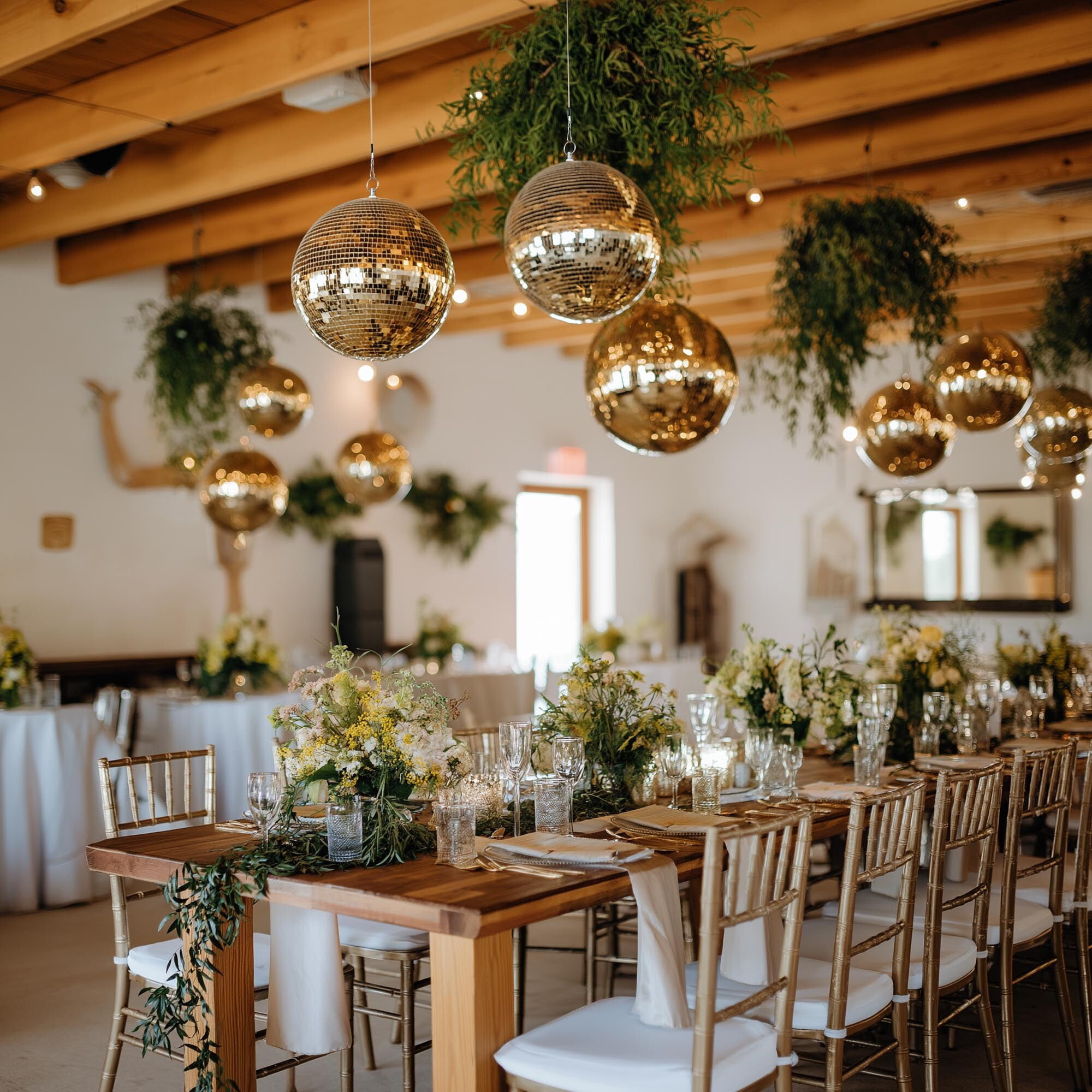 Yescom 12" Large Disco Ball Mirror Big Hanging Glass Decor for 70s 80s Party Events Wedding DJ Dance Club Stage Lighting Champagne Gold