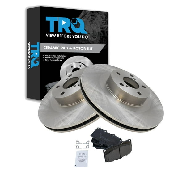 TRQ Front Brake Pad & Rotor Kit Brake Pads Brake Rotor Ceramic Fits Select 2006-2007 Subaru Impreza