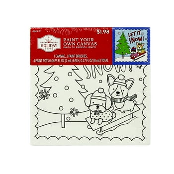 Holiday Time Paint Your Own Holiday Canvas 7 Piece Multicolor- Let It Snow