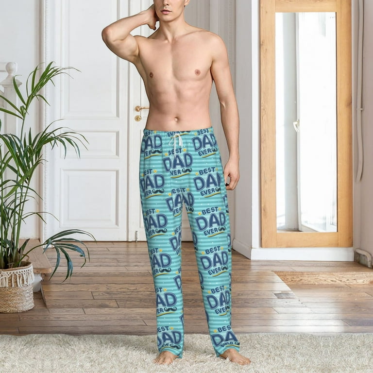Goofa Best Dad Ever Printed Soft Pajama Pants for Men Wide Leg Comfy Casual Lounge Yoga Pants Small Men s