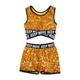 thumbnail image 3 of iEFiEL Girls Sparkly Sequins Ballet Dance Outfit Gymnastics Crop Top with Shorts Set Dancewear for Jazz Hip Hop Dance Gold 14, 3 of 7
