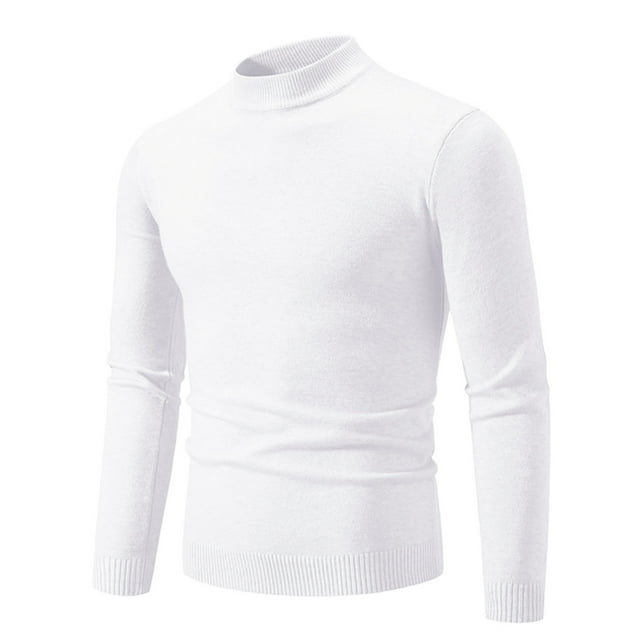 ameIAEA Men's Knitted Sweaters Fall Casual Long Sleeve Mock Neck Solid Color Pullover Tops