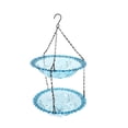 thumbnail image 2 of Solar Cascade Hanging Bird Bath Fountain, Solar Powered Cascading Outdoor Water Fountainwith Solars Pump & Glass Bowl, Decorative Garden Yard Patio Bird Bath Fountain (Blue Double-Tier), 2 of 7